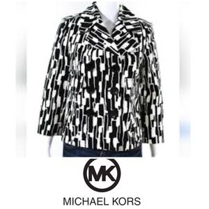 Michael Kors Abstract Print Six Button Blazer in black and white